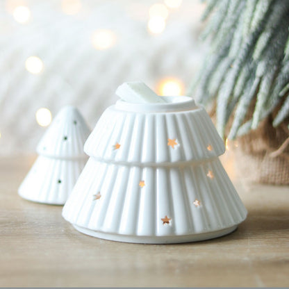 Brûleur de cire parfumée Sapin étoilé en céramique blanche 🎄⭐