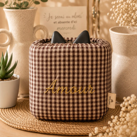 Housse tonibox 1 & 2 - Vichy brun