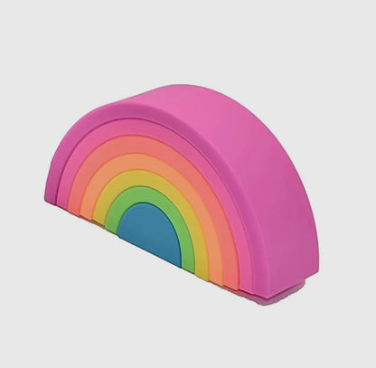 Arc-en-Ciel Empilable en Silicone – Jouet d’éveil poétique & sensoriel