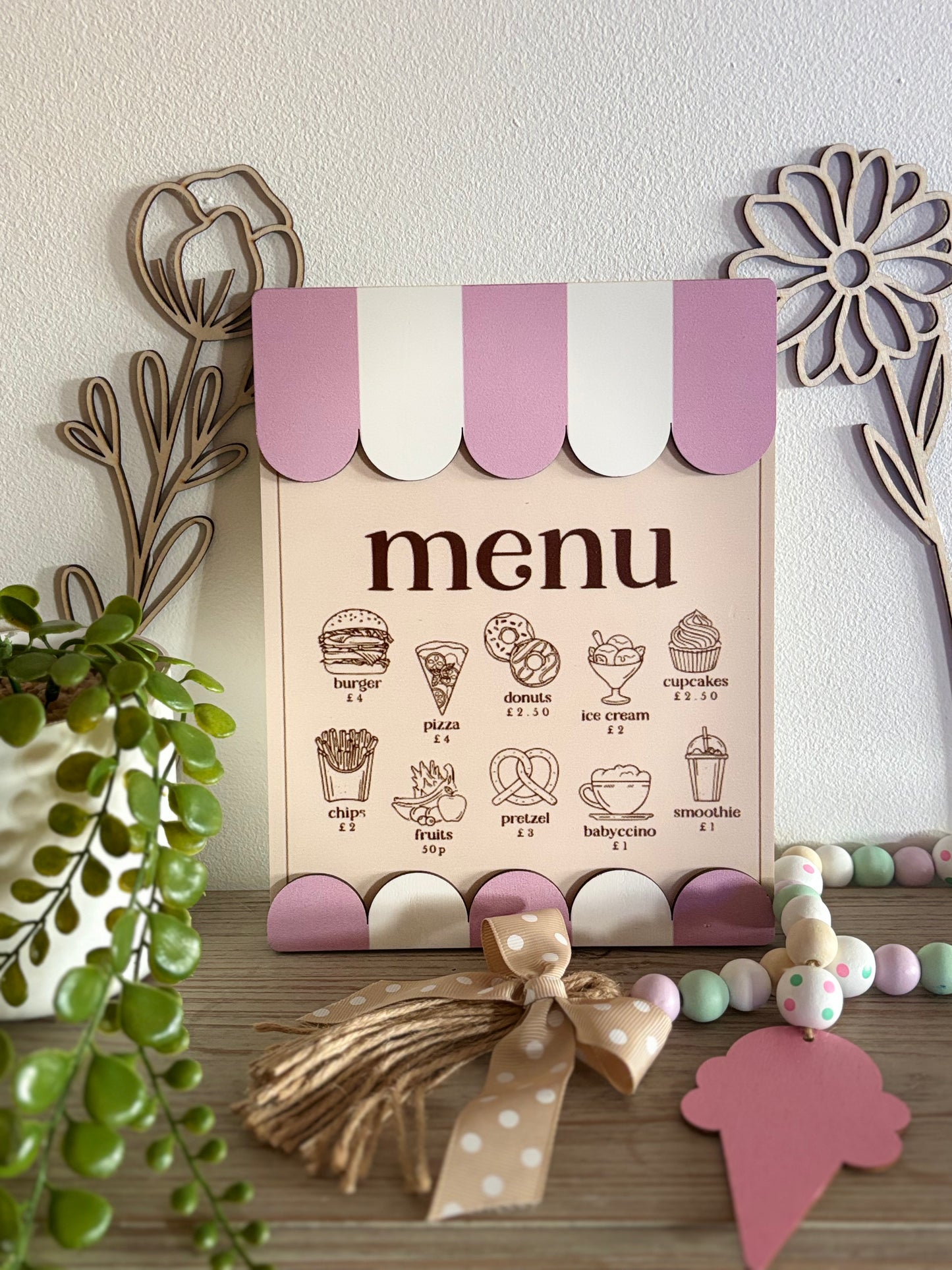 Panneau Menu Rose – Jeu d’Imitation