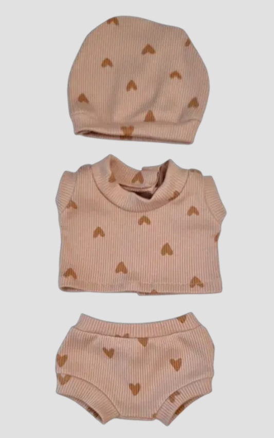 LILY 3 pièces culotte+T-shirtgarçon+bonnet nude sable