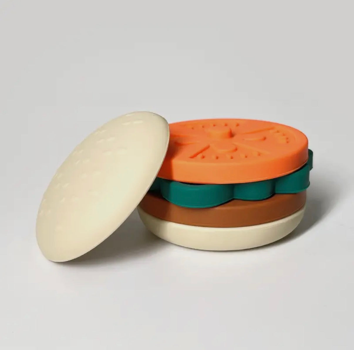 Burger empilable en silicone – Jouet d’éveil gourmand