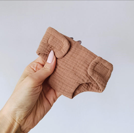 Couche poupée en gaze de coton – coloris noisette 🍂