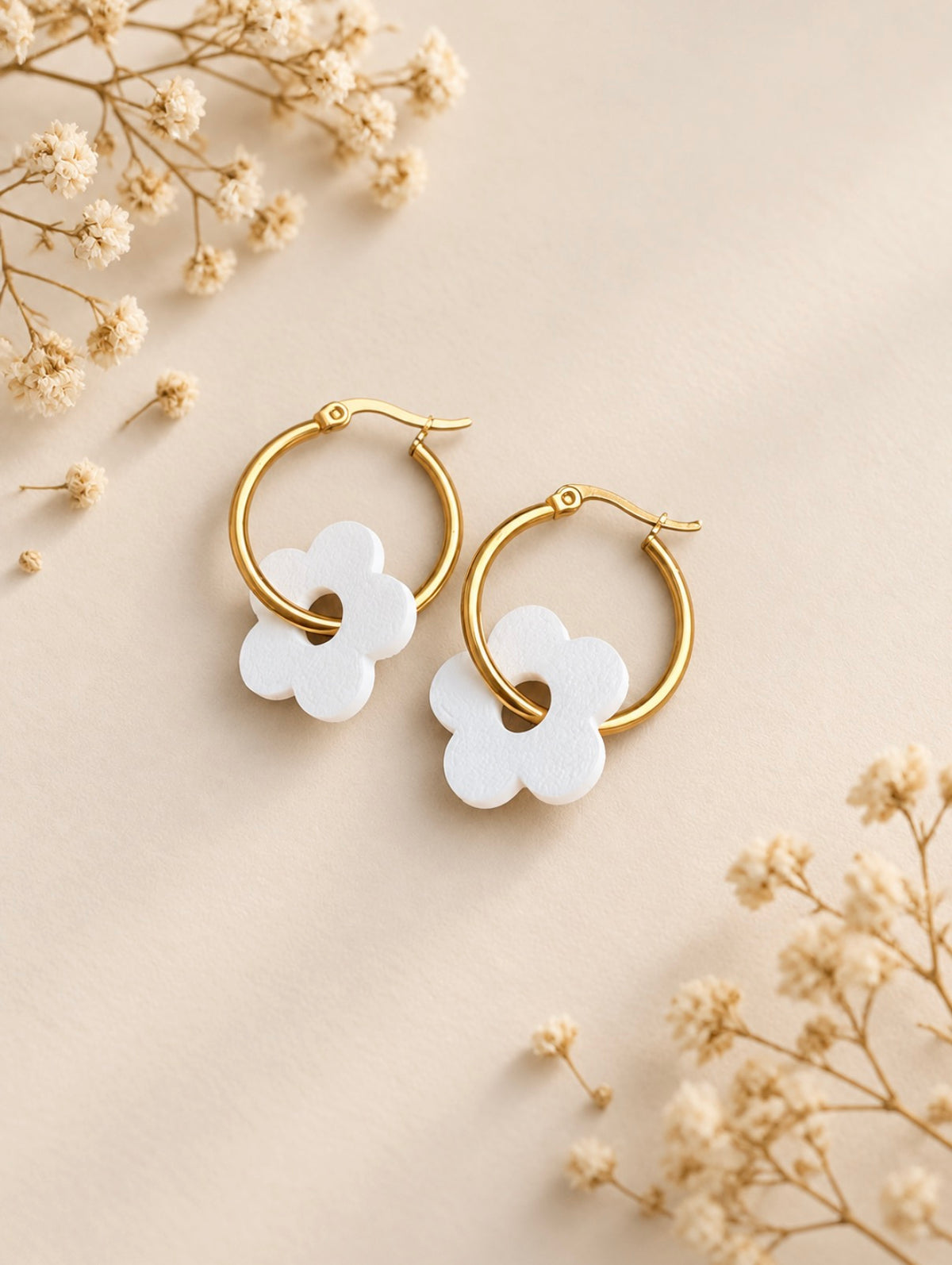 🌸 Boucles d’oreilles Créoles Fleuries – Pampilles interchangeables