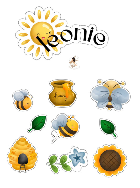 Planche de stickers personnalisée – Prénom Abeille