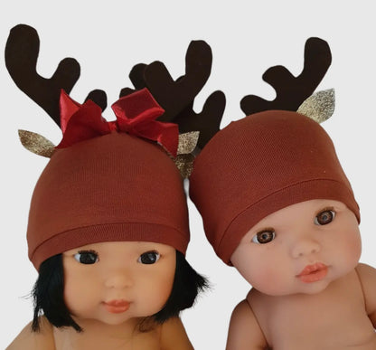Bonnet Renne  pour poupées 28 à 34 cm