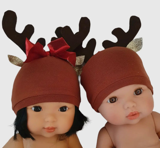 Bonnet Renne  pour poupées 28 à 34 cm