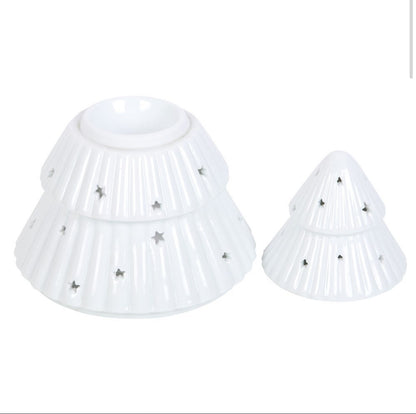 Brûleur de cire parfumée Sapin étoilé en céramique blanche 🎄⭐
