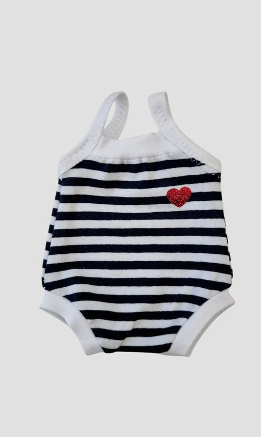 MALO body bretelles bleu/blanc cœur rouge
