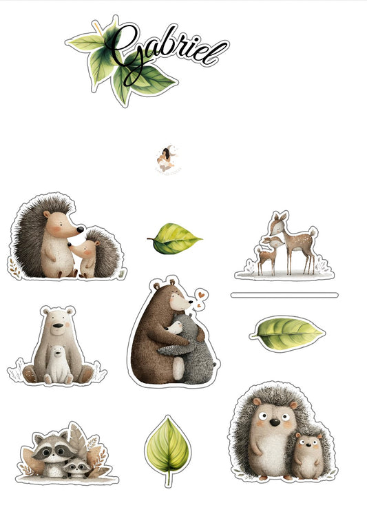 Planche de stickers personnalisée – Prénom forêt