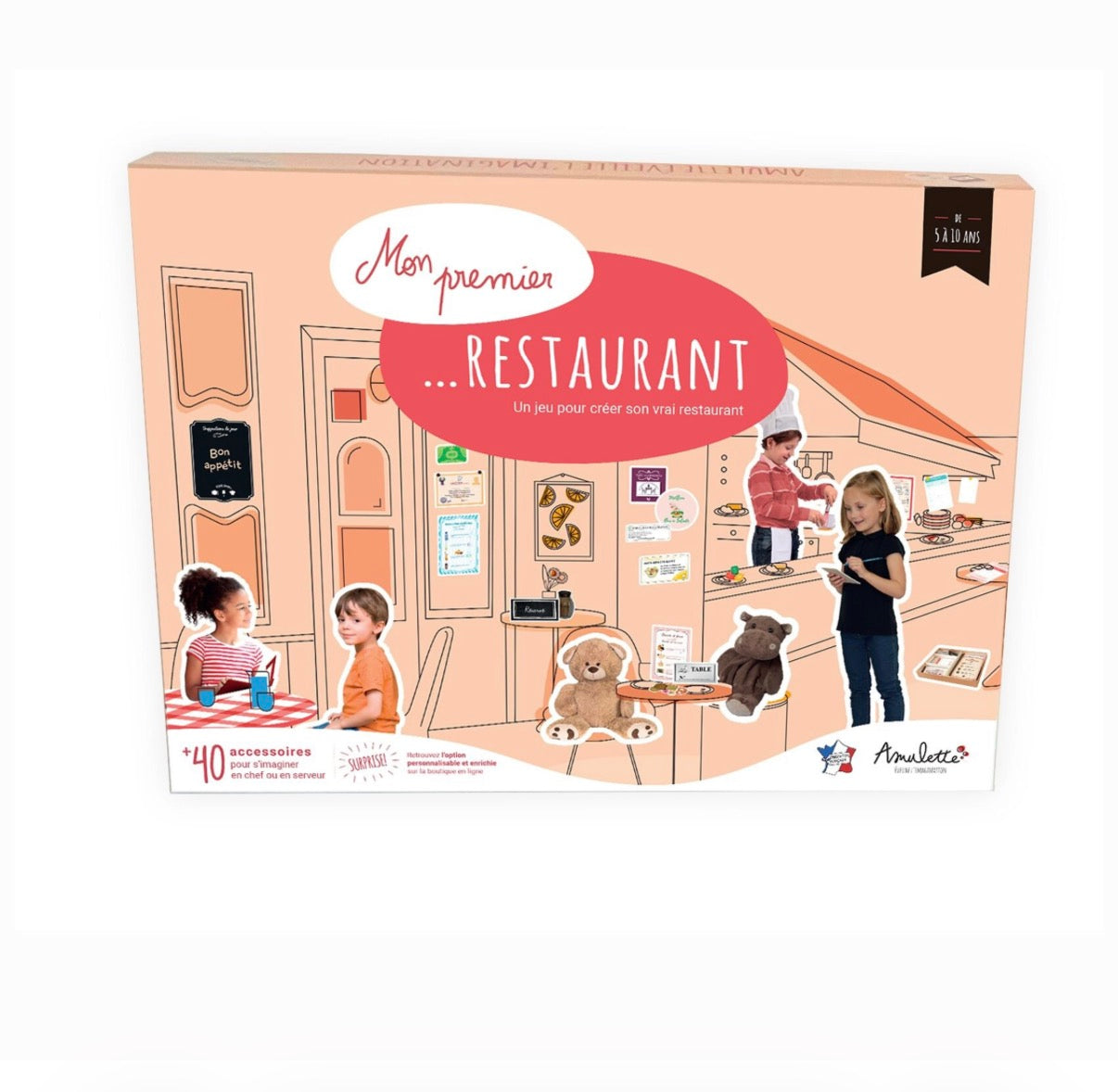 Mon Premier Restaurant - Jeu d'imitation éducatif made in France- inspiration Montessori et Freinet