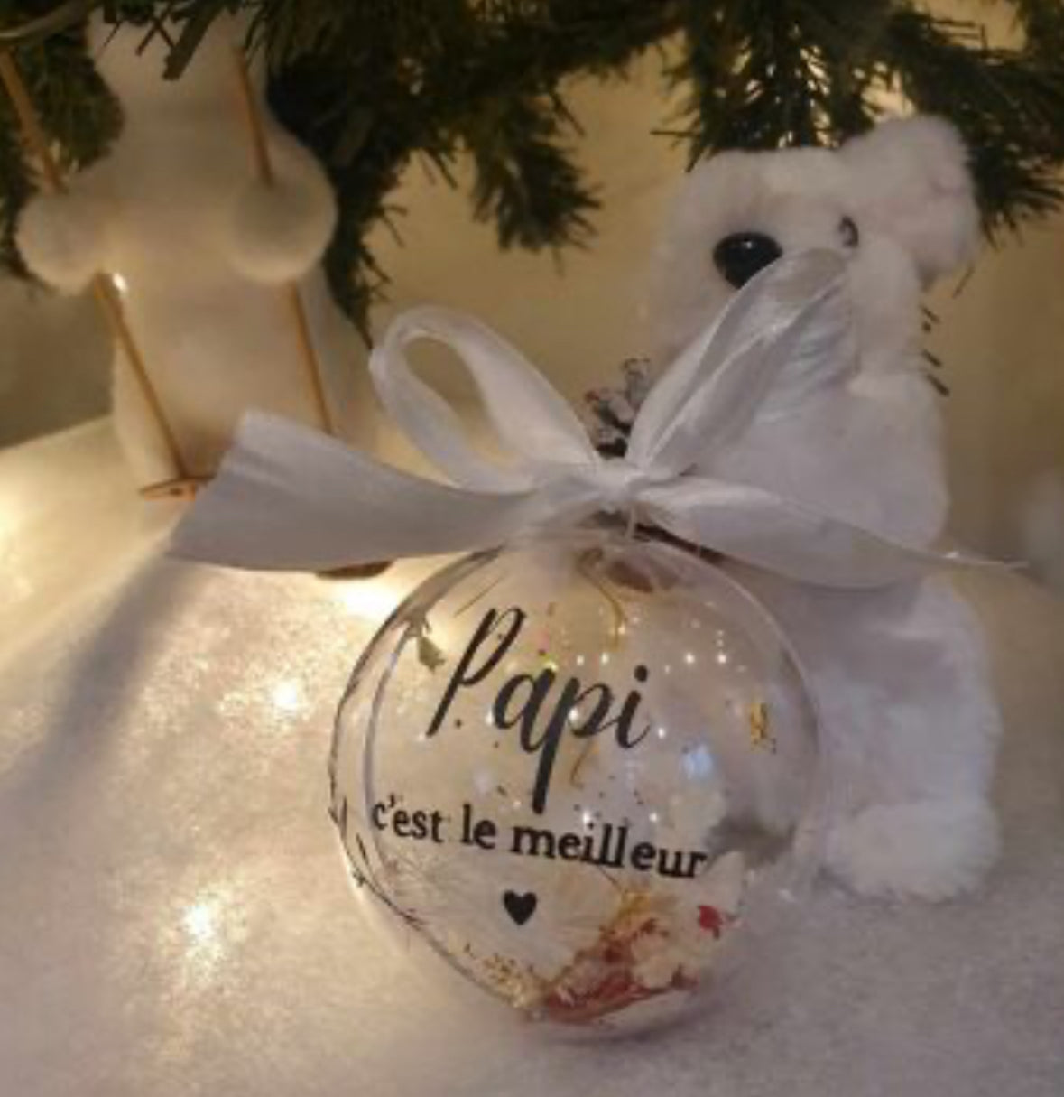 Boule de Noël personnalisée – Papi c’est le meilleur 🎄