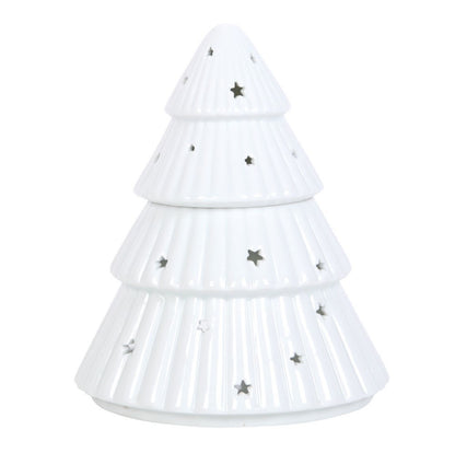 Brûleur de cire parfumée Sapin étoilé en céramique blanche 🎄⭐