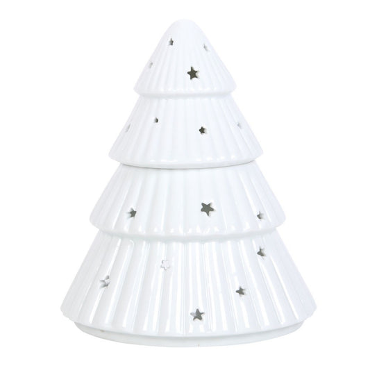 Brûleur de cire parfumée Sapin étoilé en céramique blanche 🎄⭐