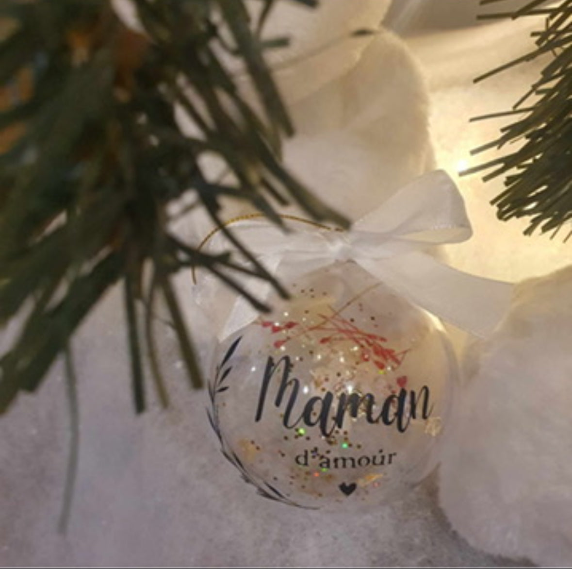 Boule de Noël personnalisée – Maman d’amour 🎄💖