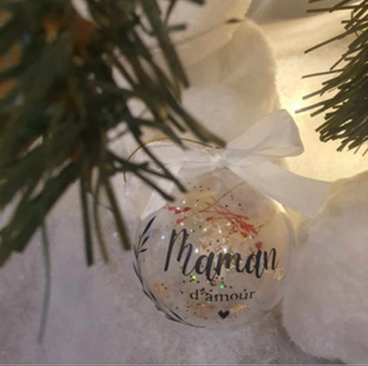 Boule de Noël personnalisée – Maman d’amour 🎄💖