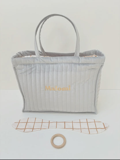 Sac pour mère matelassé gris argenté