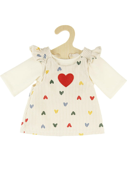 Vêtements de poupée ''Confetti de cœur'', Set de 2 pièces avec Robe en Corde et t-Shirt, pour poupées et Animaux en Peluche de 28 à 35 cm