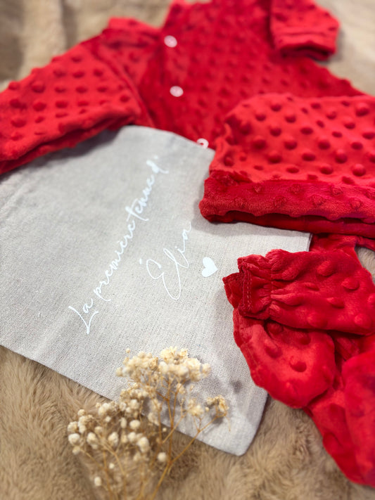 🌹 Coffret naissance personnalisé – Rouge passion (0/3 mois)
