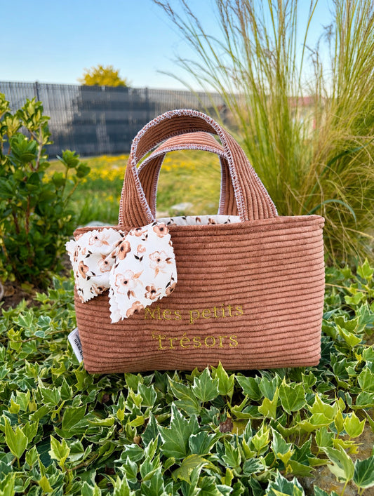 Sac enfant lapin brun fleuris