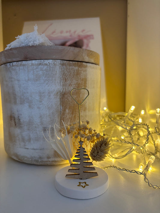 🎄 Porte-photo de Noël en bois et fleurs séchées