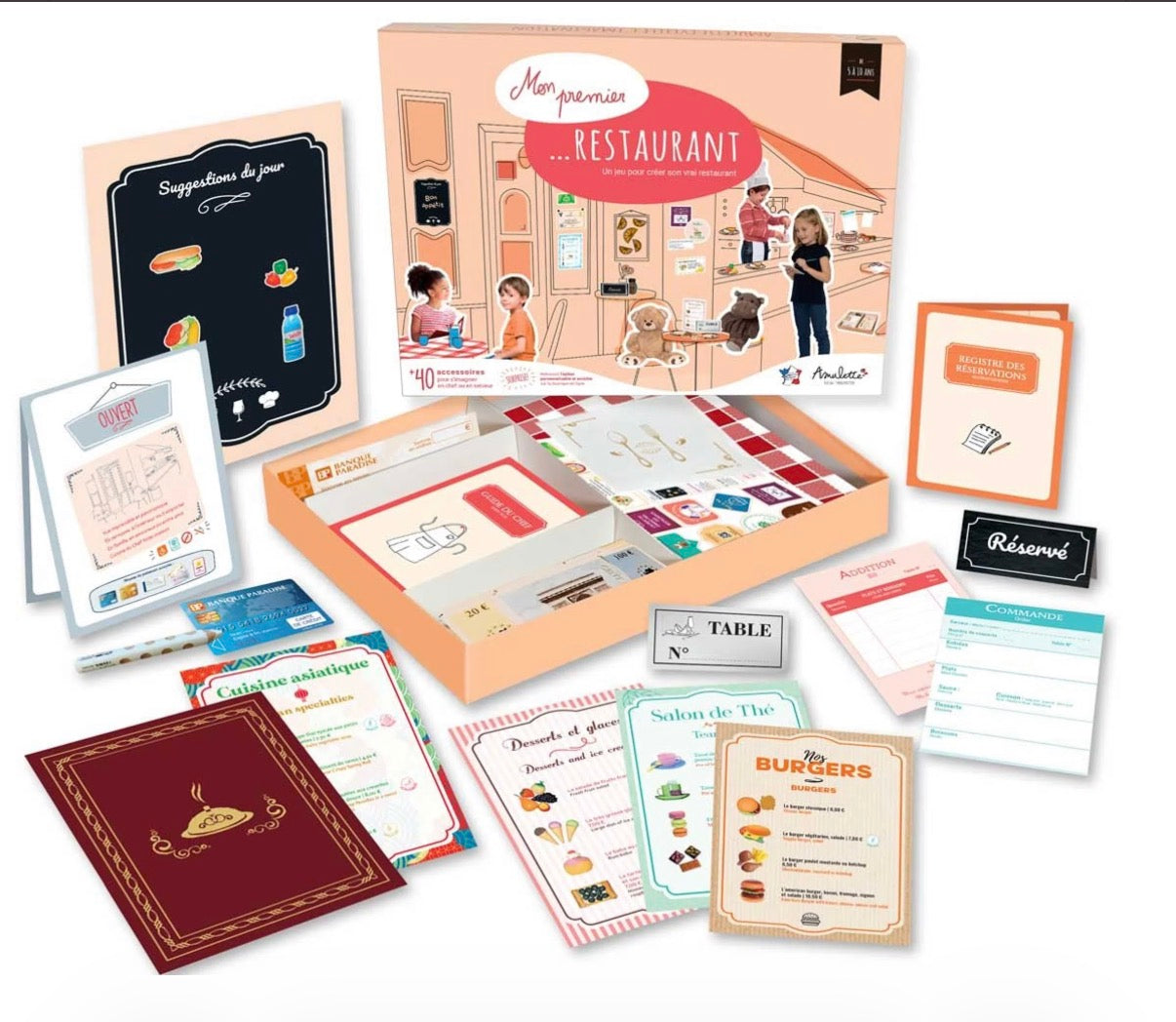 Mon Premier Restaurant - Jeu d'imitation éducatif made in France- inspiration Montessori et Freinet