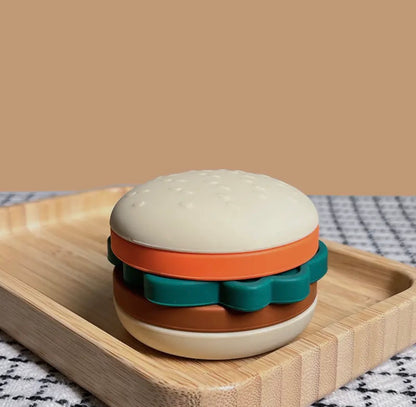 Burger empilable en silicone – Jouet d’éveil gourmand