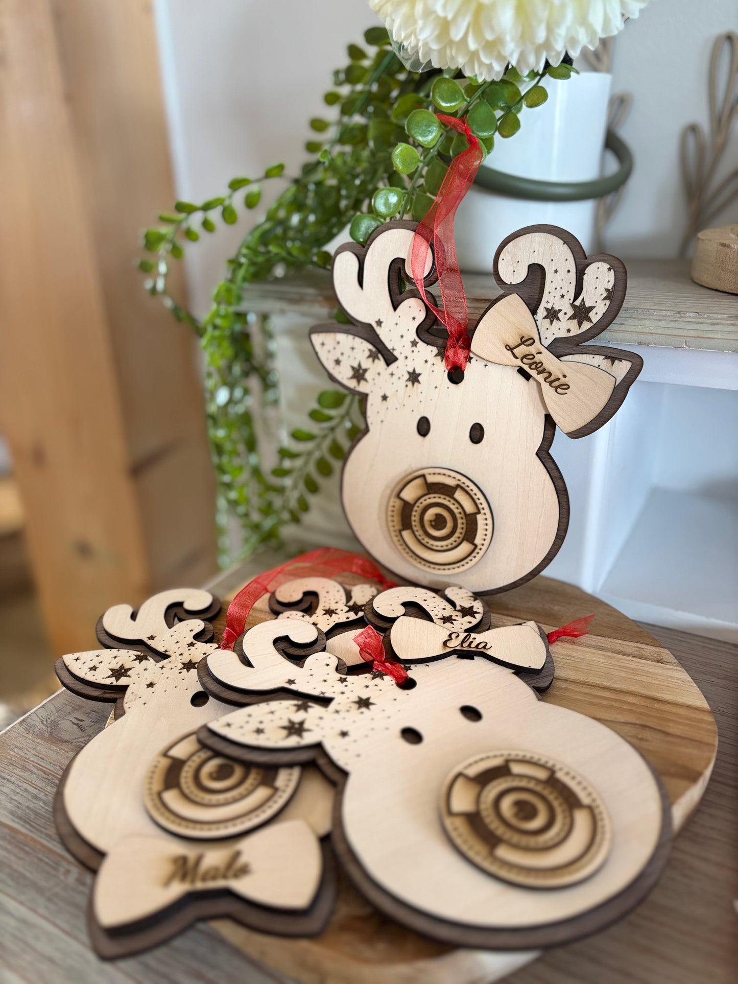 🦌 Caméra du Père Noël – Renne en bois personnalisable