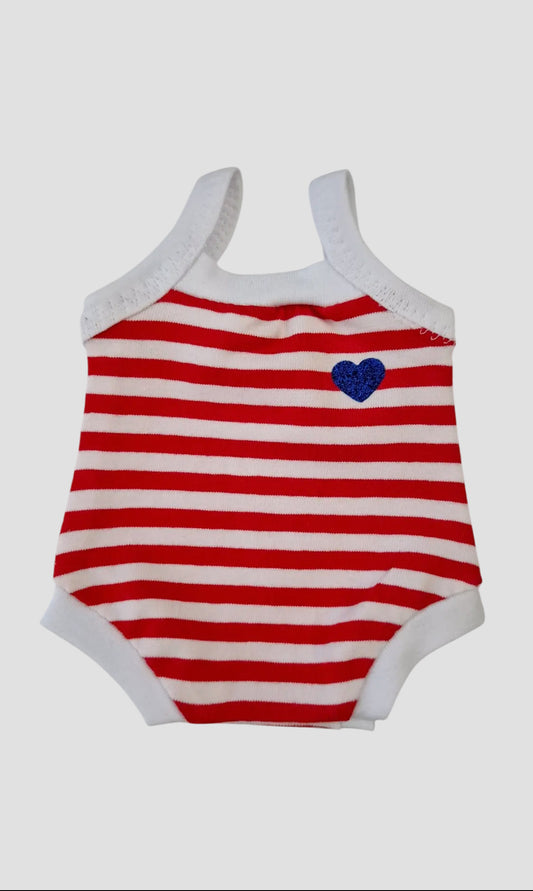 MALO body bretelles rouge/blanc cœur bleu
