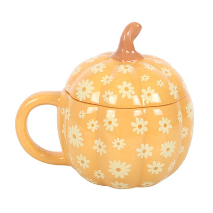 Tasse à couvercle Groovy Floral Pumpkin