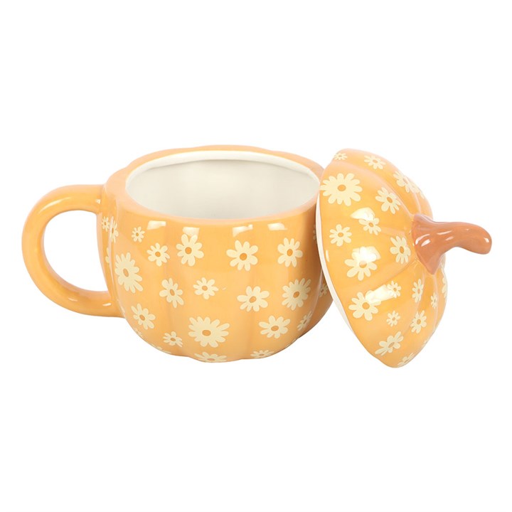 Tasse à couvercle Groovy Floral Pumpkin