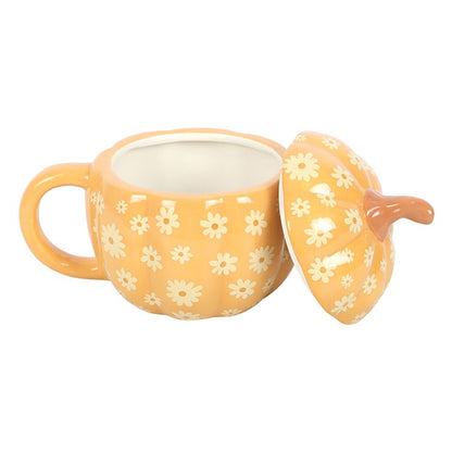 Tasse à couvercle Groovy Floral Pumpkin