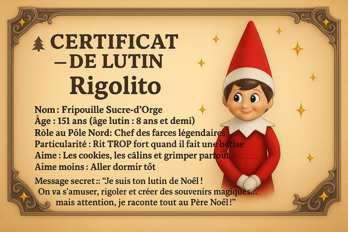 Cartes d’Identité Officielles des Lutins du Père Noël