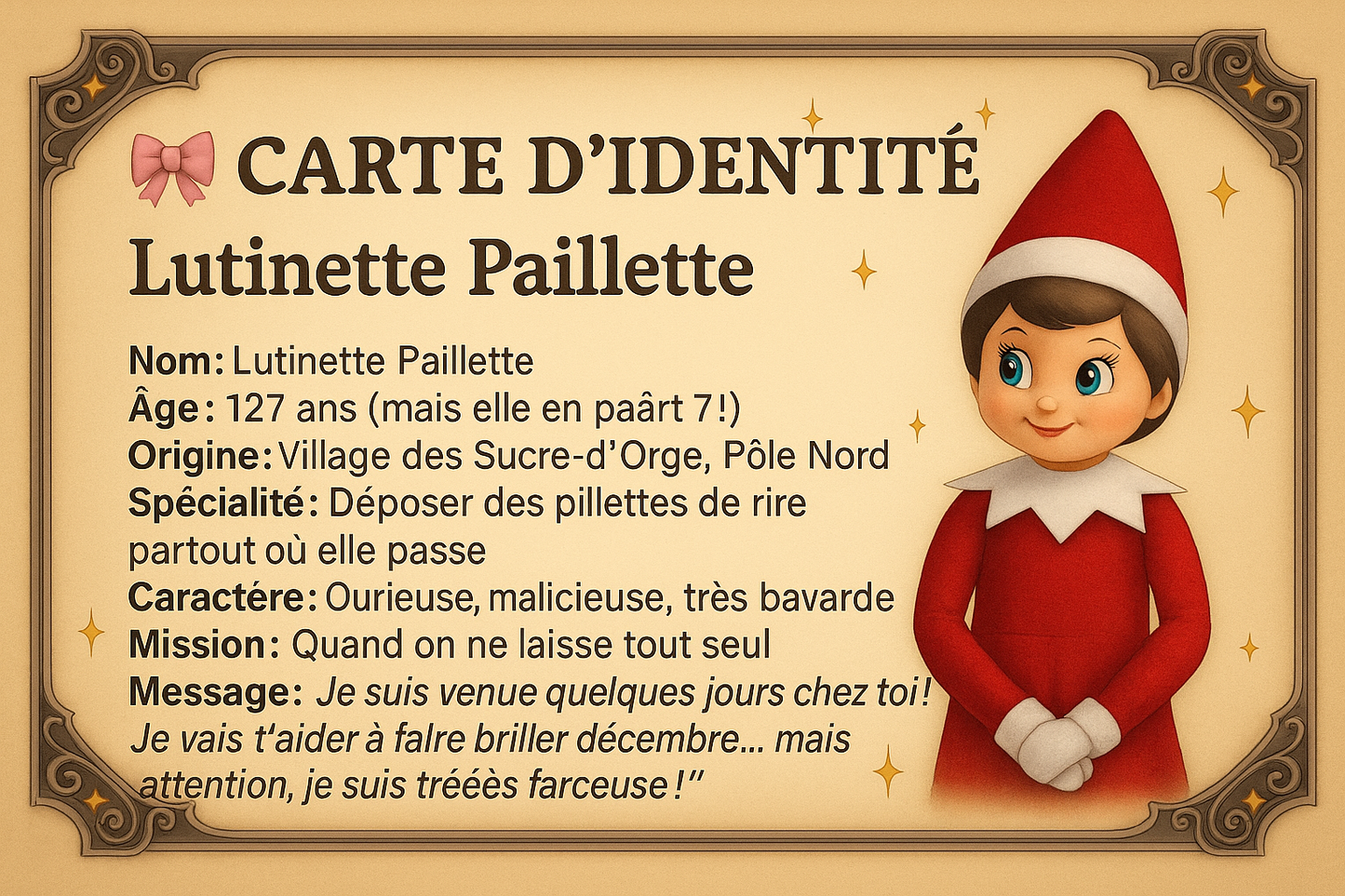 Cartes d’Identité Officielles des Lutins du Père Noël