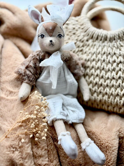 Petite poupée biche double gaze oiseaux