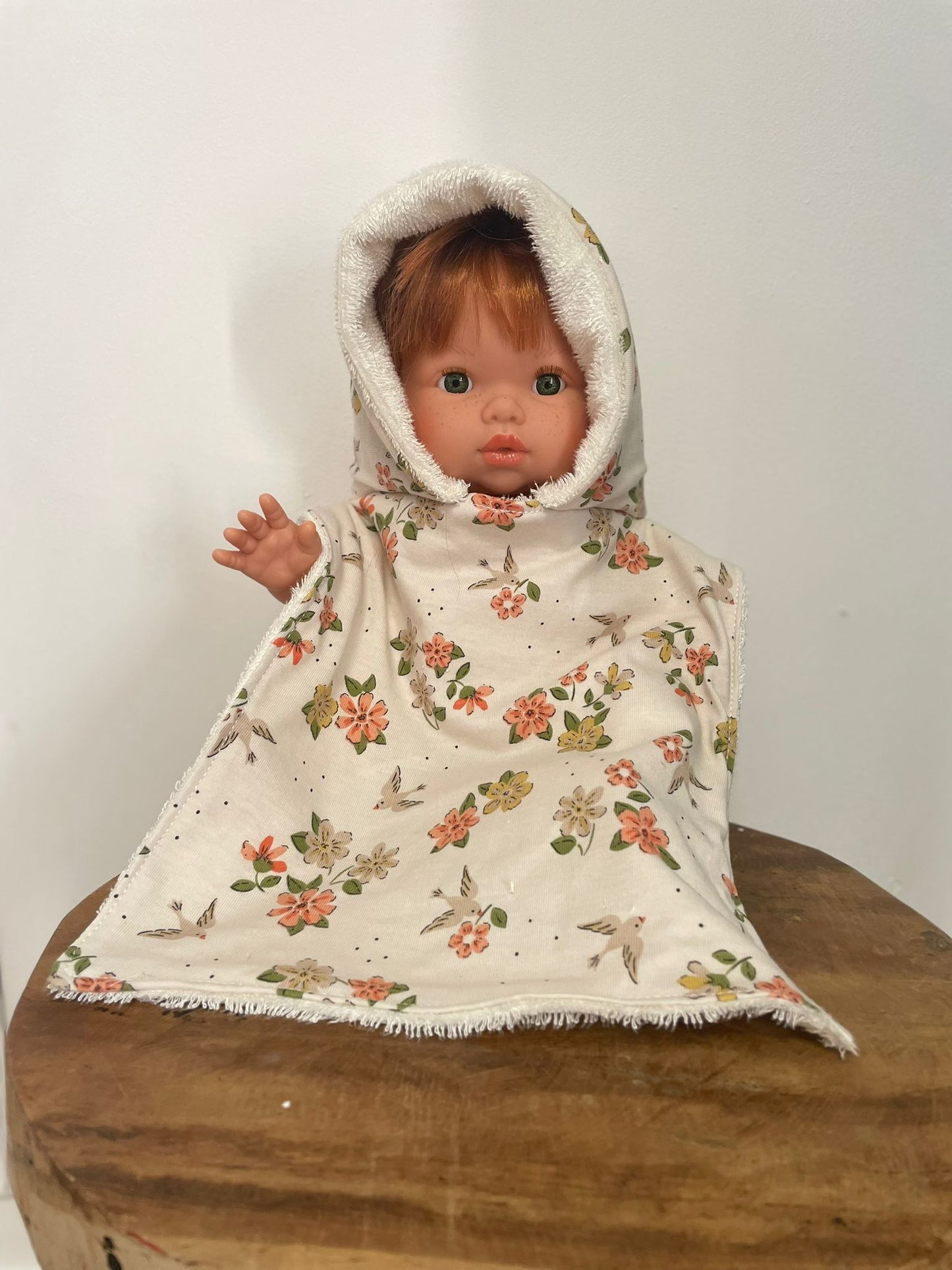 Ensemble poncho & turban - Fleurs délicates
