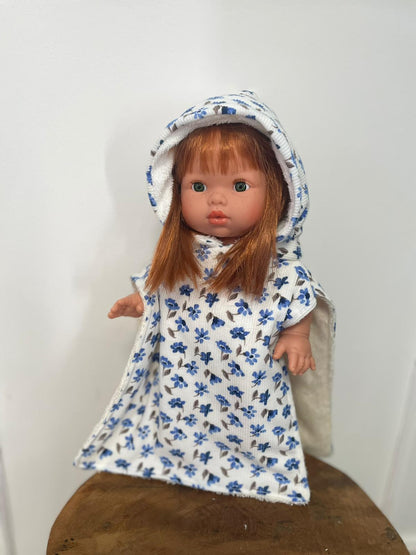 Poncho & Turban fleuris – Création artisanale pour poupées