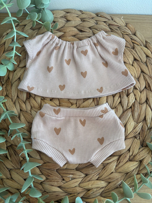 LILY 2 pièces culotte + tee-shirt cœur nude