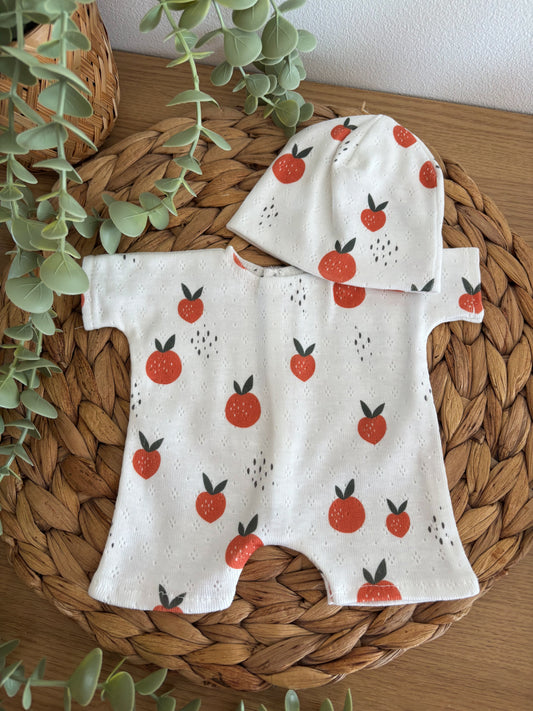 Ensemble poupée 2 pièces – motif pommes 🍎