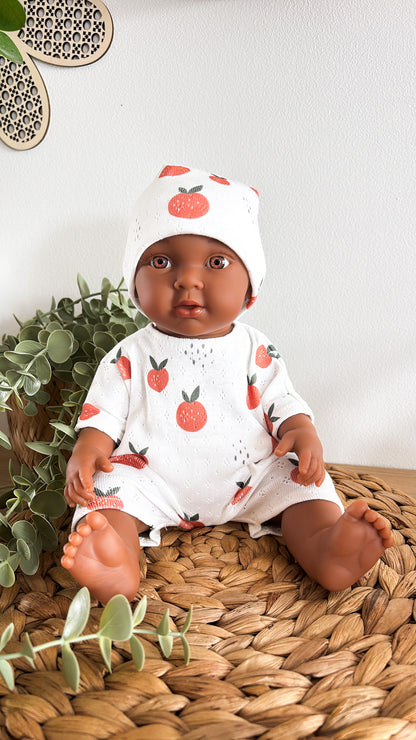 Ensemble poupée 2 pièces – motif pommes 🍎