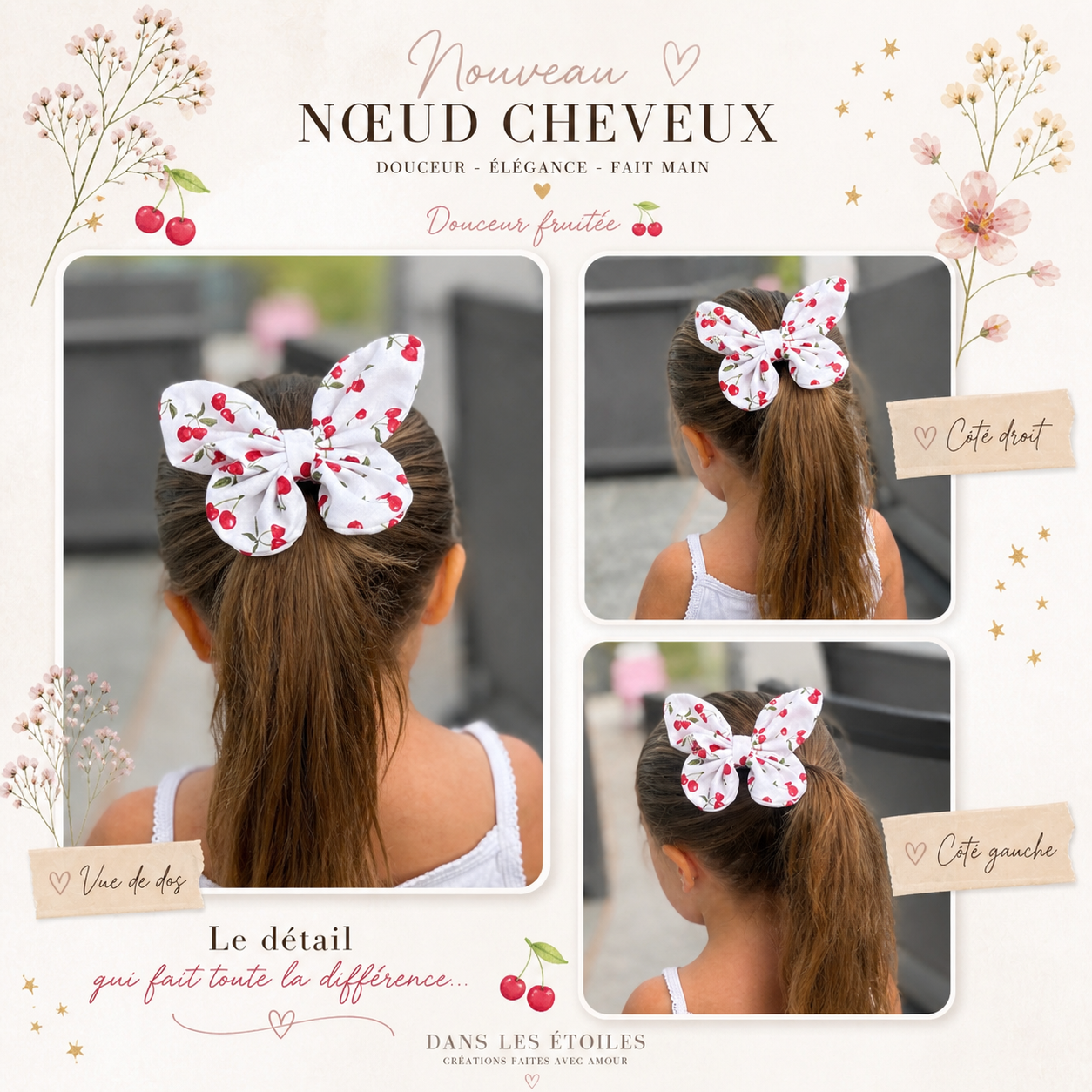 🎀 Nœud délicat sur élastique – Accessoire cheveux enfant