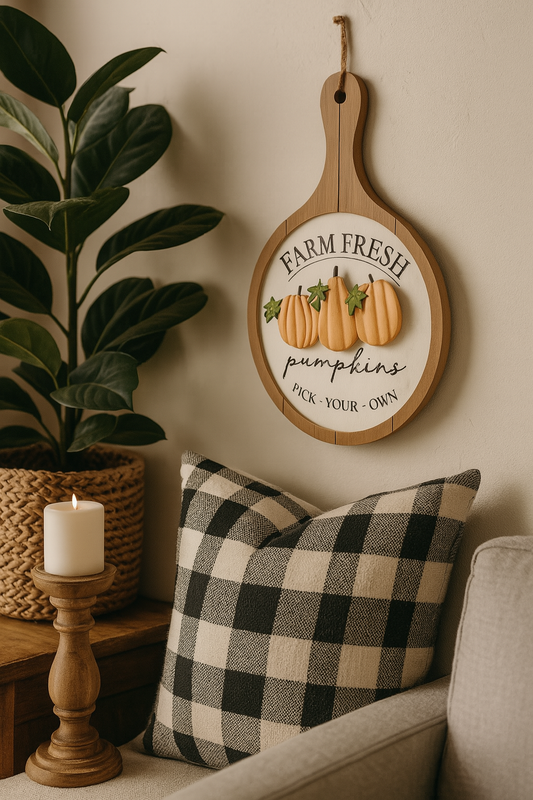 Panneau déco citrouilles “Farm Fresh”
