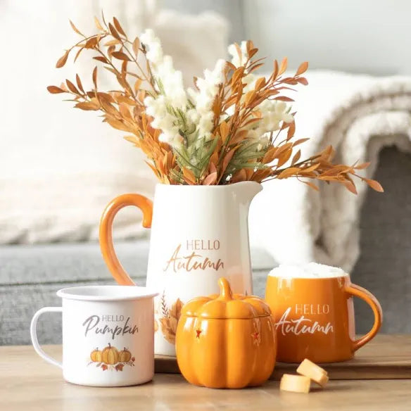 Tasse Émaillée “Hello Pumpkin” – Ambiance Automnale