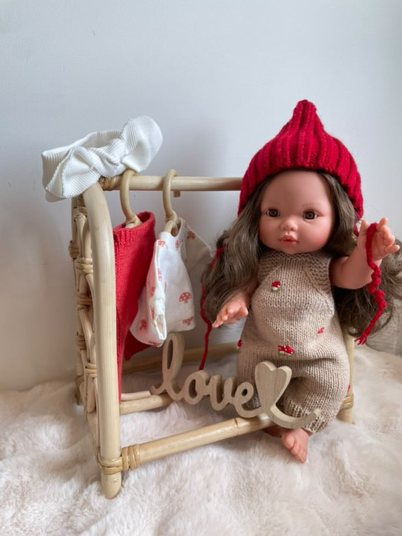 Ensemble tricoté main – Salopette & Bonnet pointu 🍄