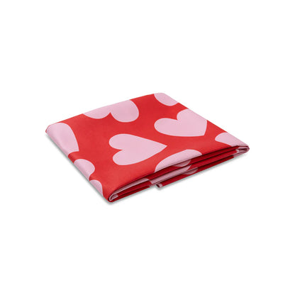 serviette de plage microfibre - rouge - hearts - 135 x 65 cm