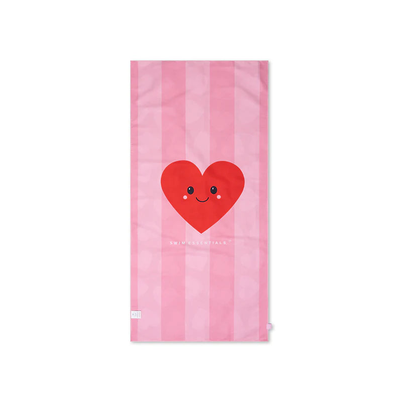 serviette de plage microfibre - rouge - hearts - 135 x 65 cm