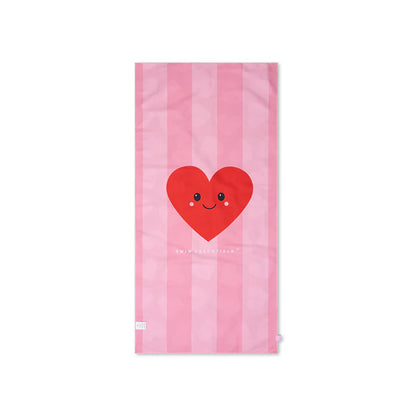 serviette de plage microfibre - rouge - hearts - 135 x 65 cm