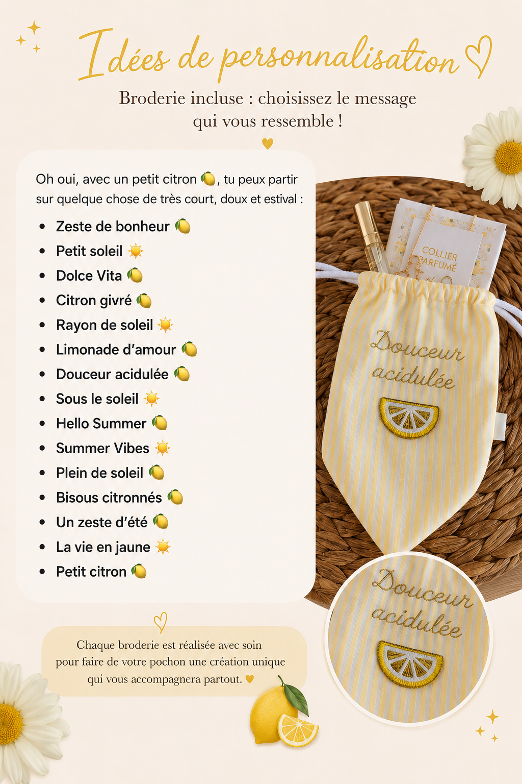 🍋 Pochon personnalisé « Douceur Acidulée »