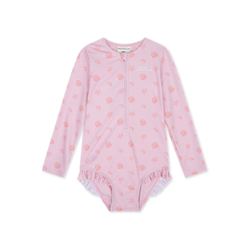 maillot de bain uv filles à manches longues - rose - shell tastic 98/104 cm