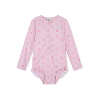 maillot de bain uv filles à manches longues - rose - shell tastic 98/104 cm